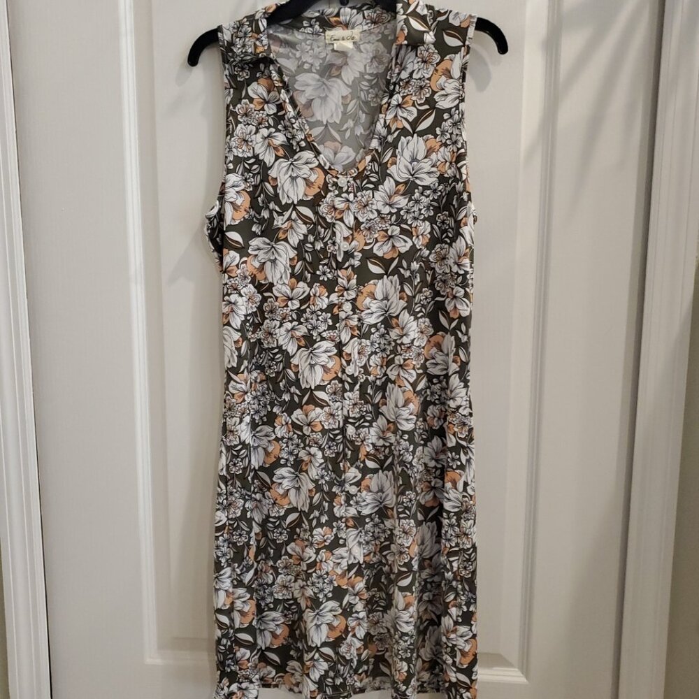 Emi & Joe Sleeveless Collared Floral Dress ~ Size M